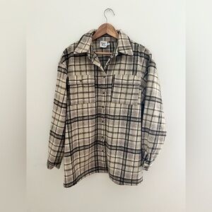 Princess Polly  Oversized Plaid Shacket in Cream and Brown